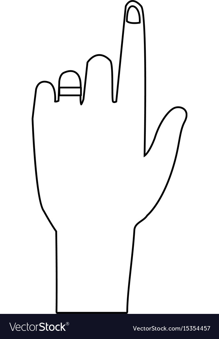 Hand pointing with index finger on a background