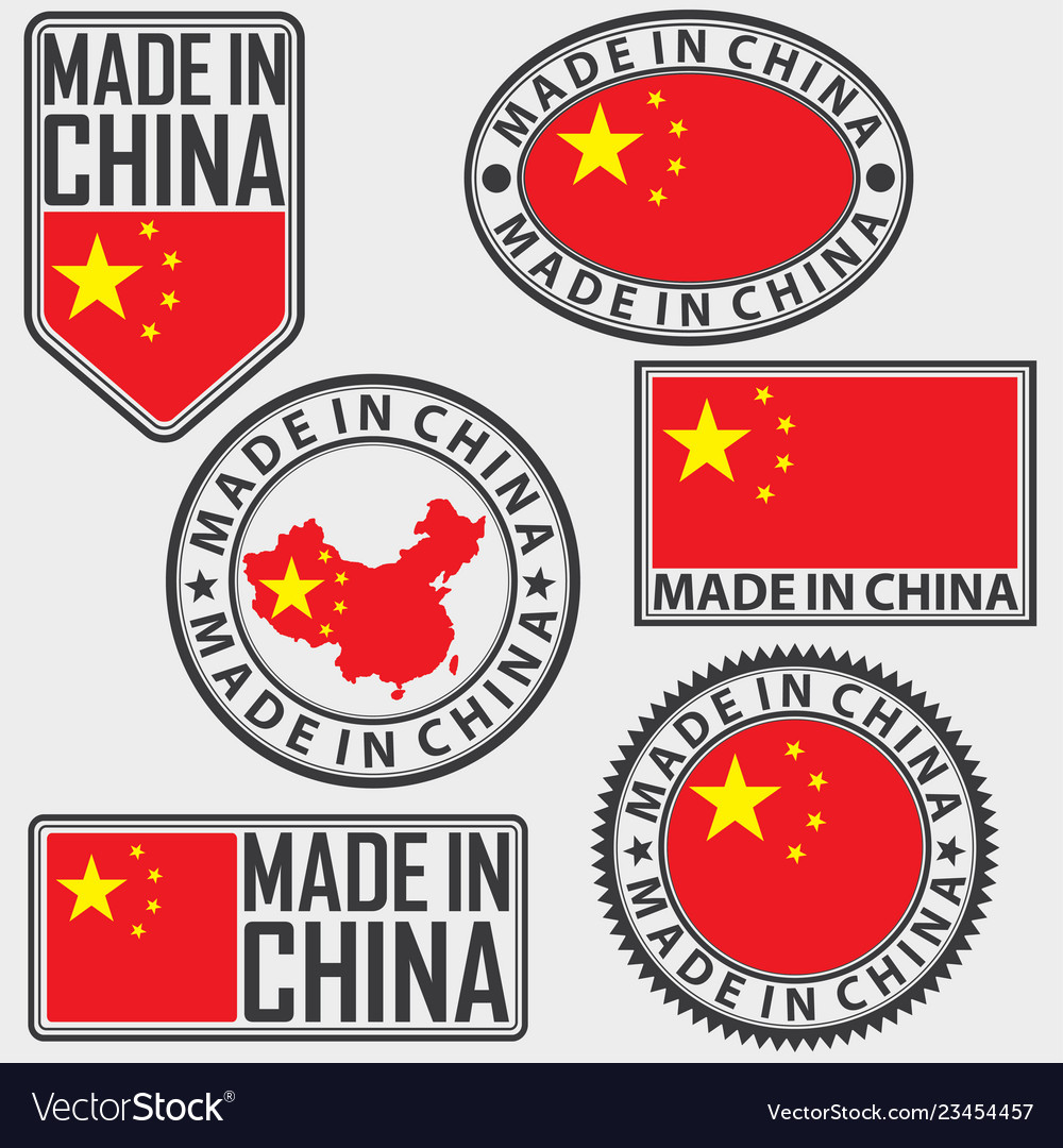 Made In China Label Set With Flag In China Vector Image