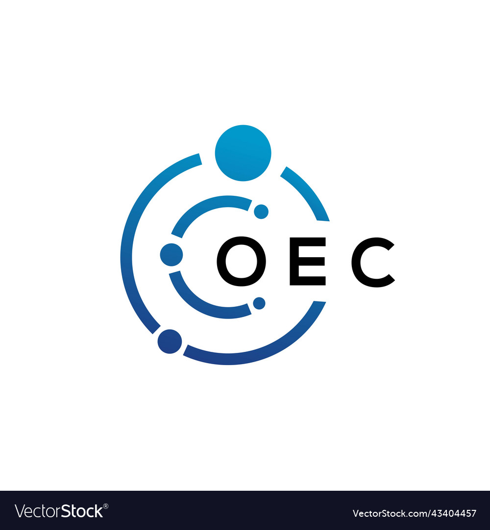 Oec letter technology logo design on white