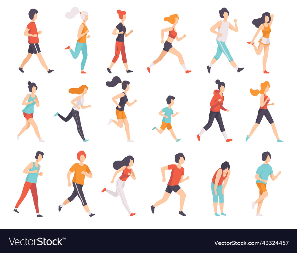 People runner in sportive clothes running Vector Image