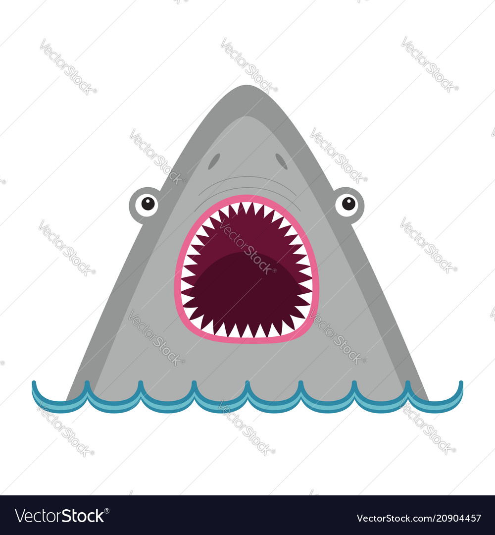 Shark head face with big open mouth and sharp