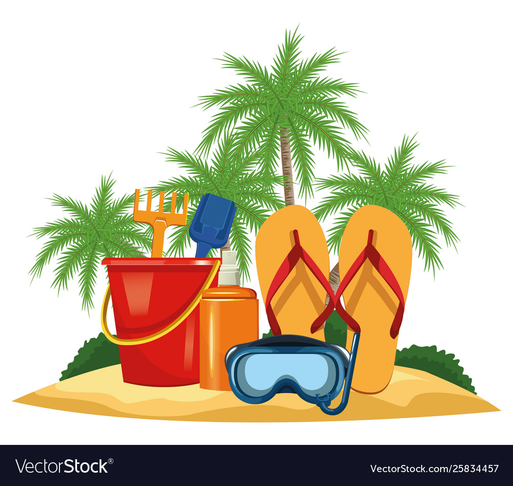 Summer beach and vacation cartoon