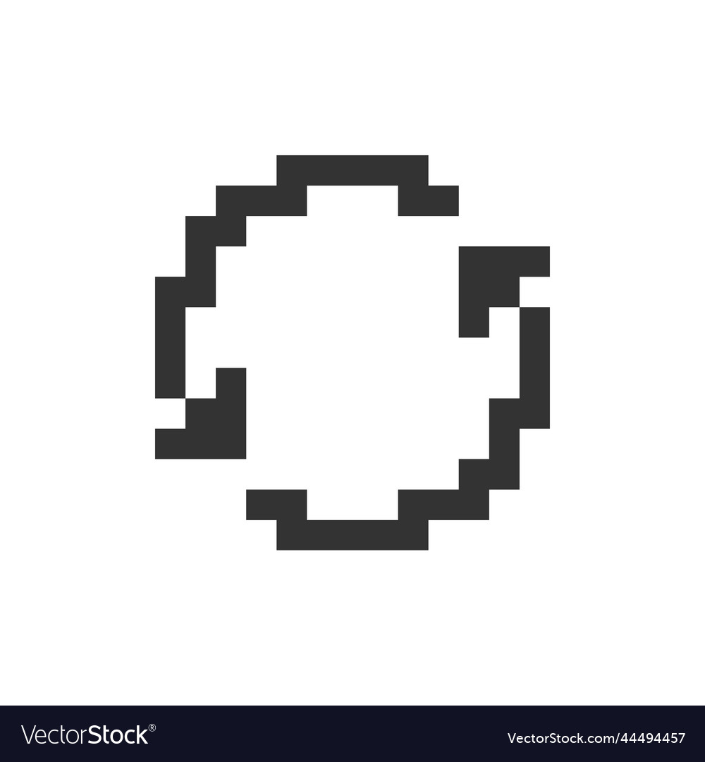 Synchronization pixelated ui icon vector image Synchronization pixelated ui icon