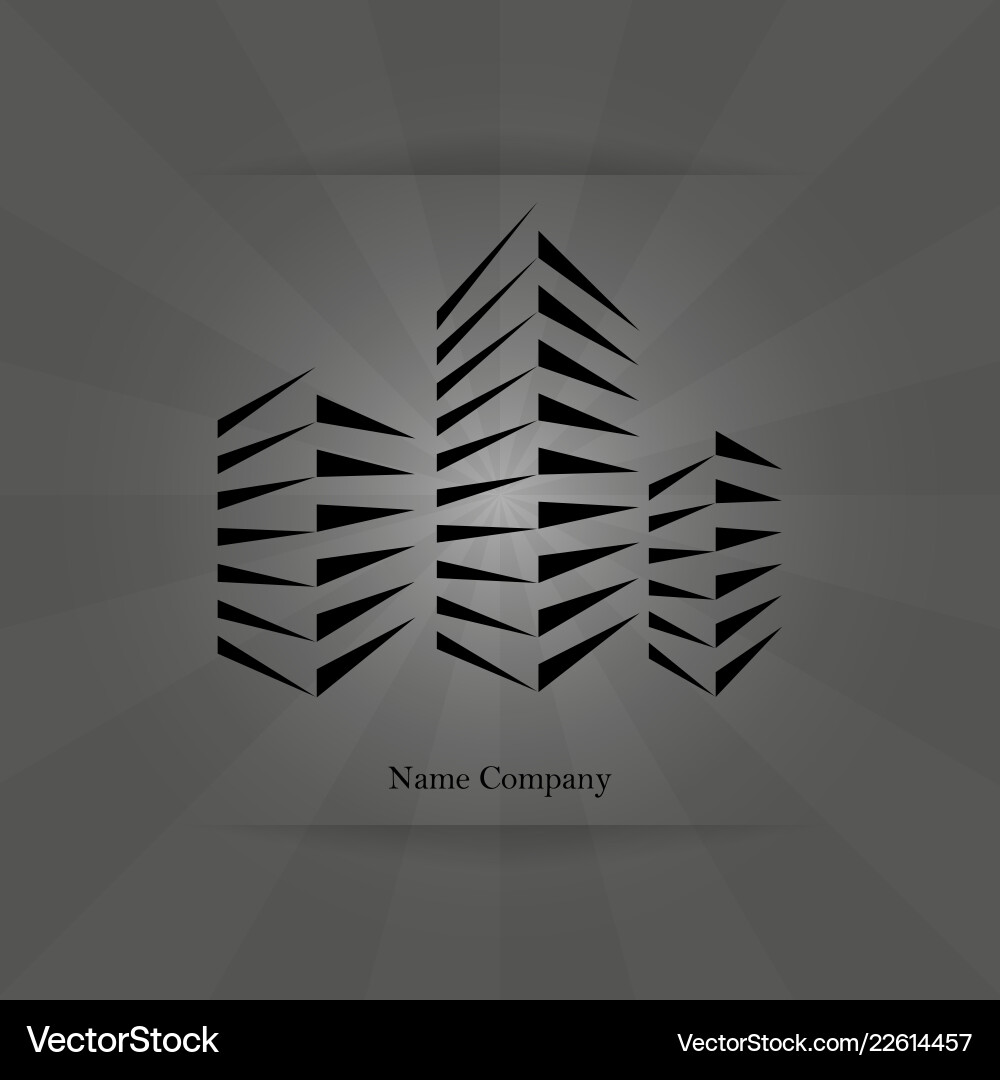 Three buildings different heights on gray Vector Image