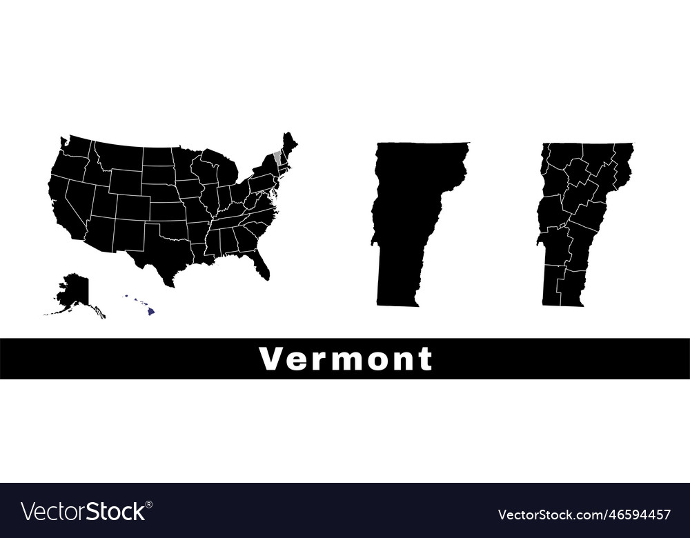 Vermont state map usa set of maps