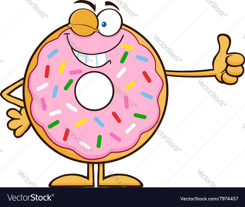 Winking Donut Cartoon Royalty Free Vector Image