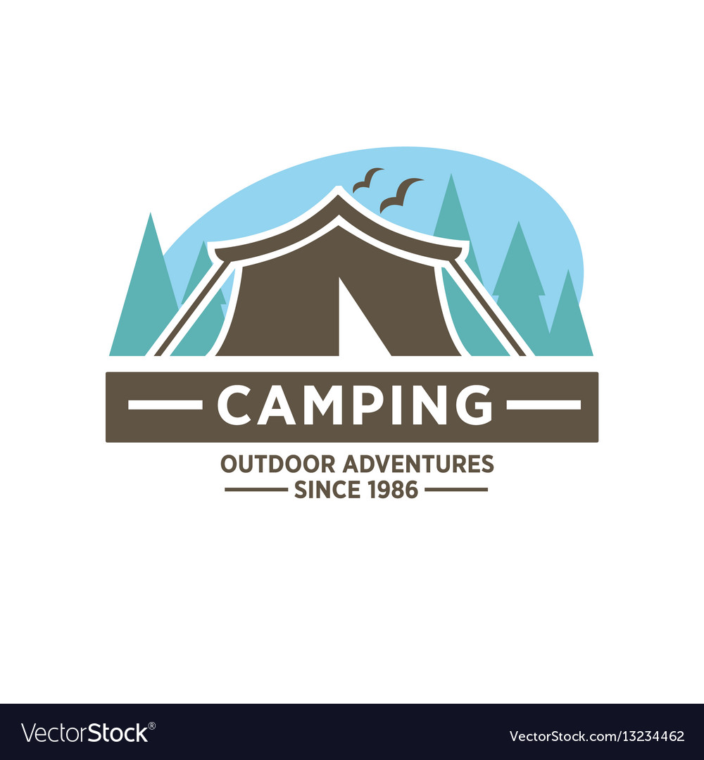 Camp Tent In Forest Camping Place Isolated Vector Image