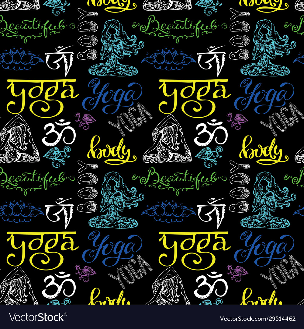 Colorful yoga seamless pattern