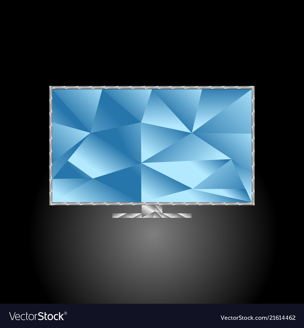 Low poly plasma tv set with the blue screen