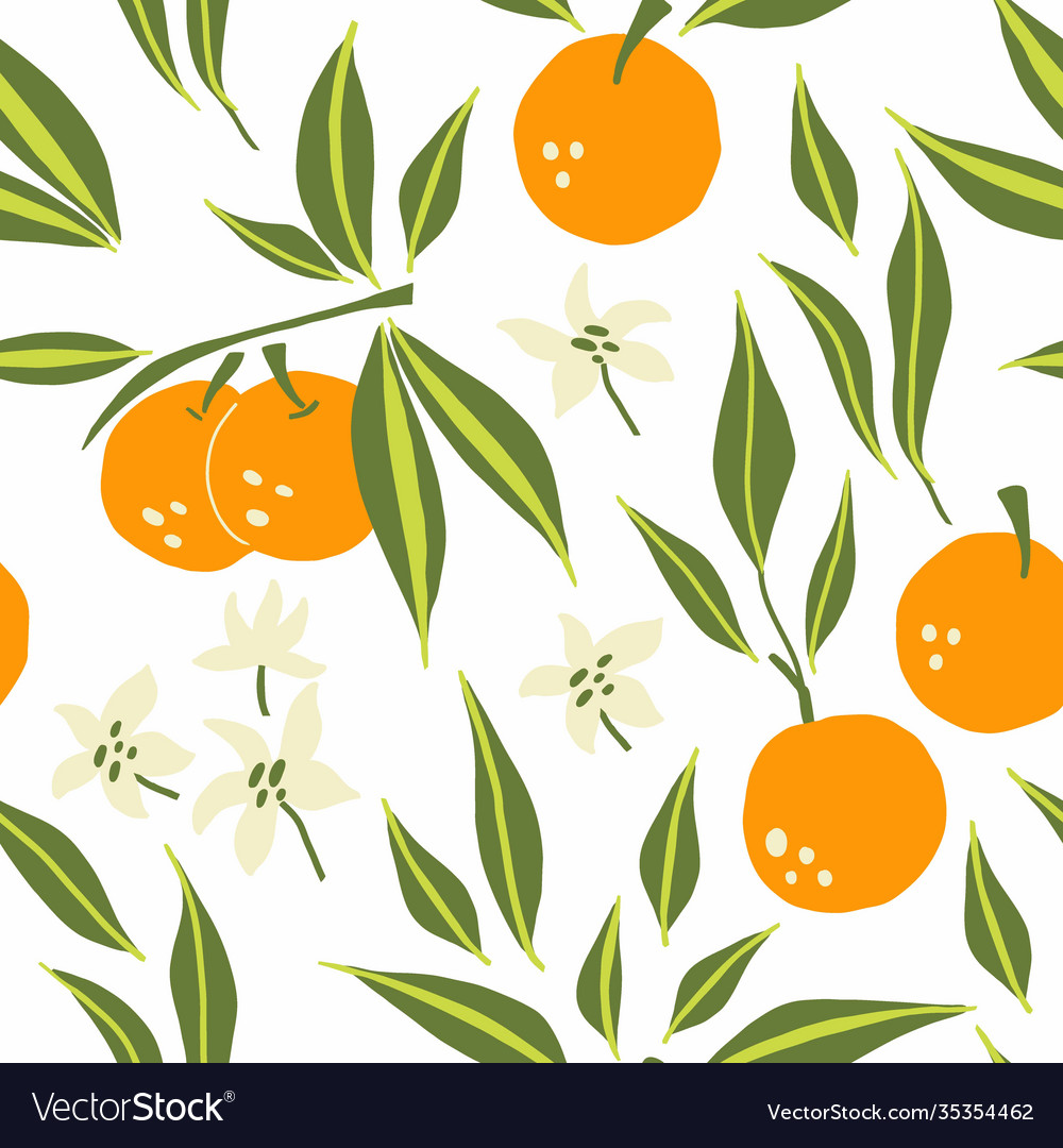 Mandarin seamless pattern exotic tropical orange vector image Mandarin seamless pattern exotic tropical orange