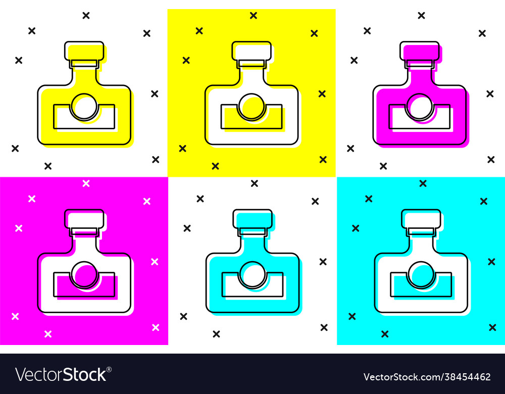 Set alcohol drink rum bottle icon isolated