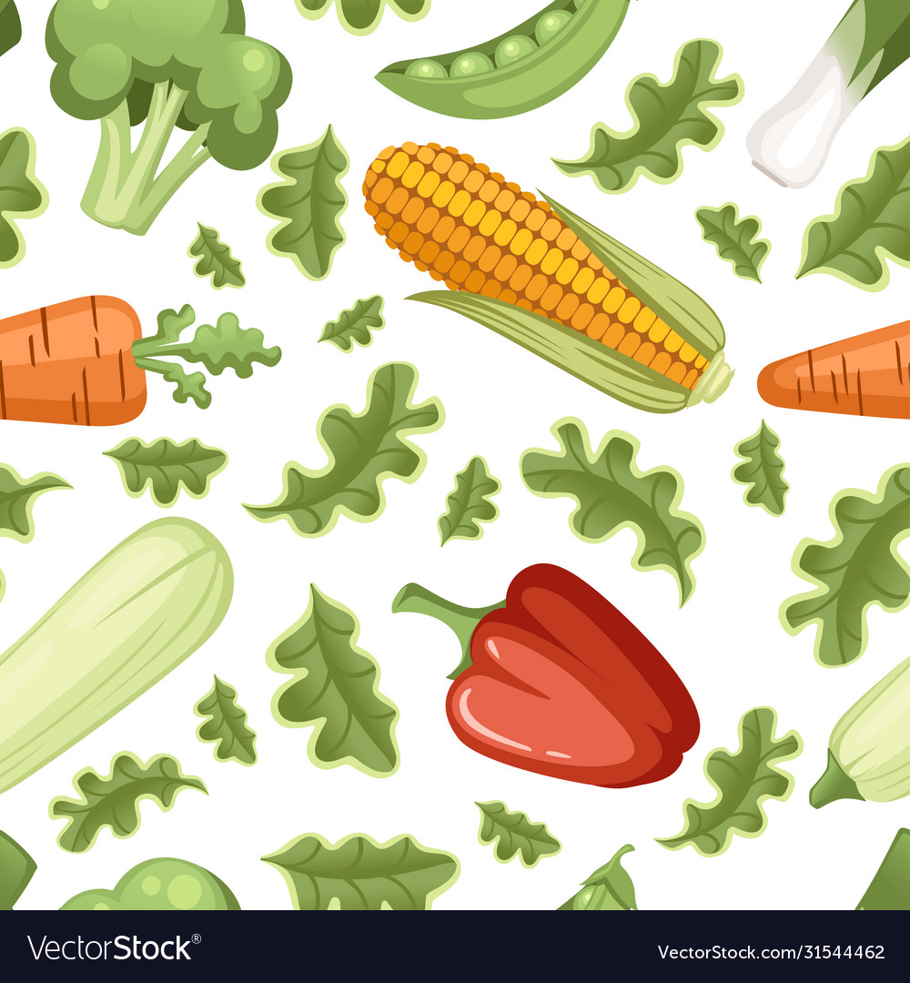 Vegetables natural with green leaves seamless Vector Image