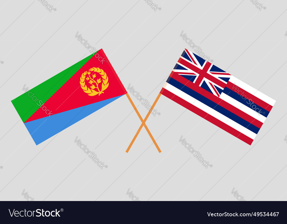 Crossed flags of eritrea and the state hawaii vector image Crossed flags of eritrea and the state hawaii