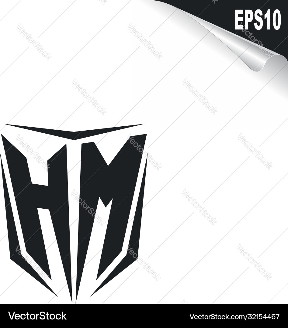Initial hm logo design with shield style Vector Image