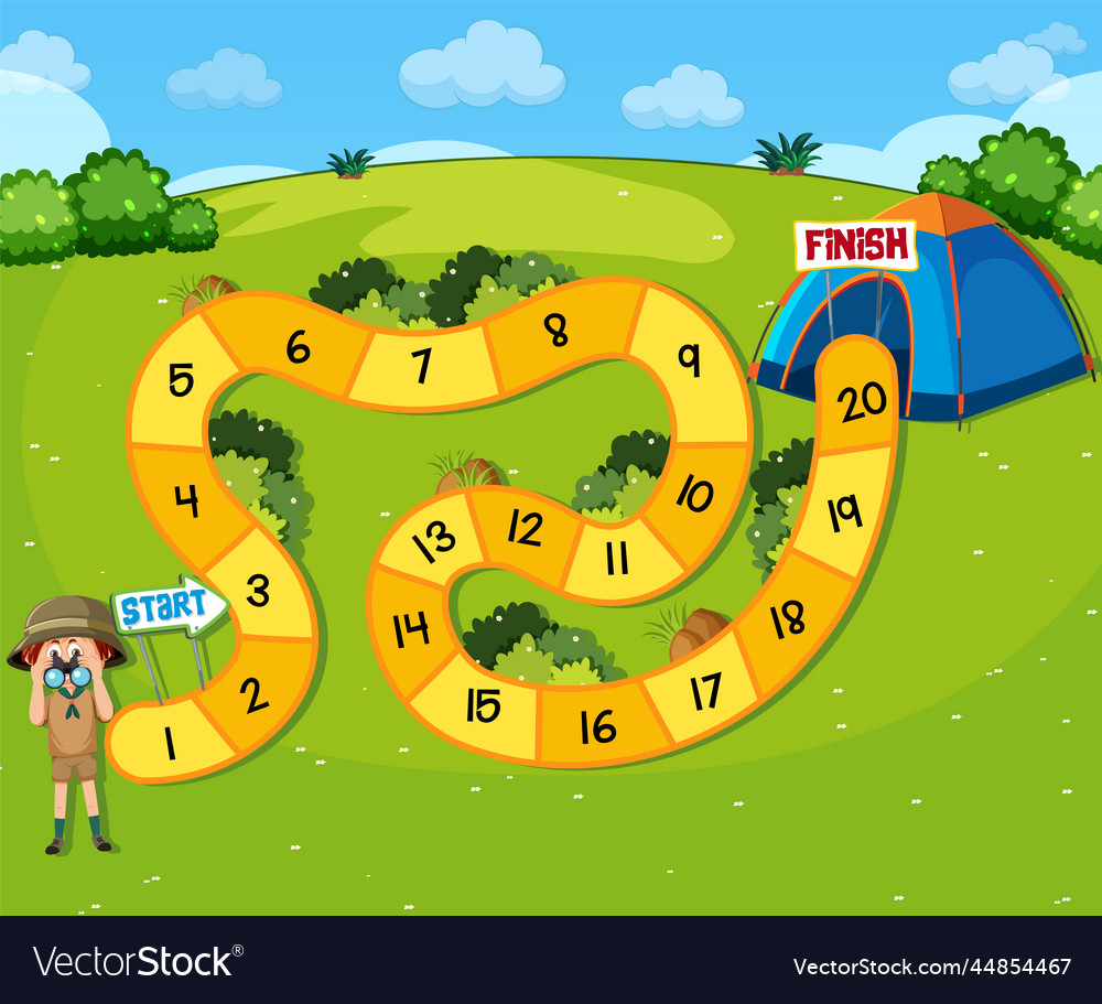 Maze game template in camping theme for kids Vector Image