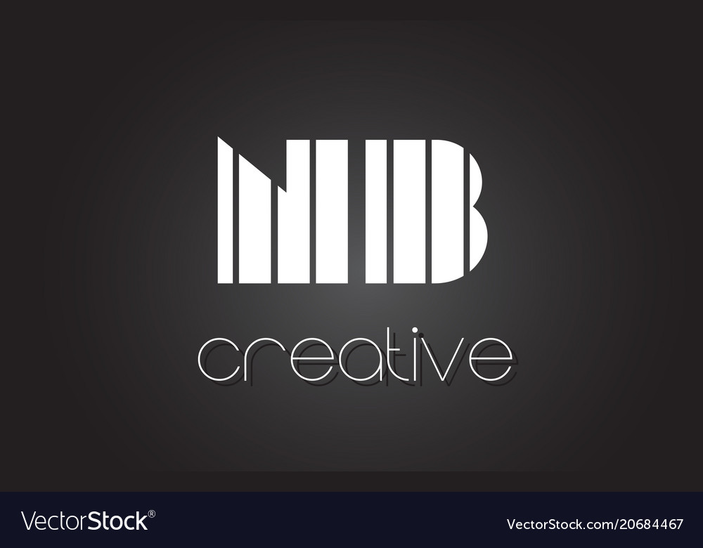 Nb n b letter logo design with white and black