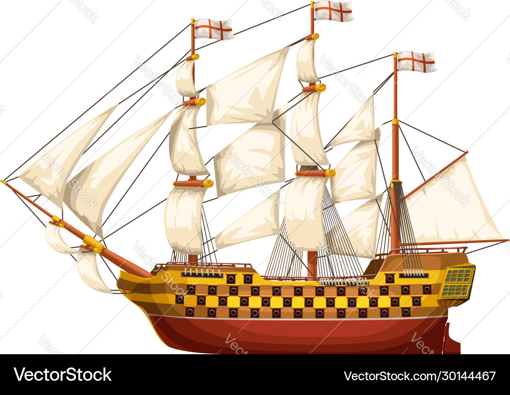 Old ship isolated Royalty Free Vector Image - VectorStock