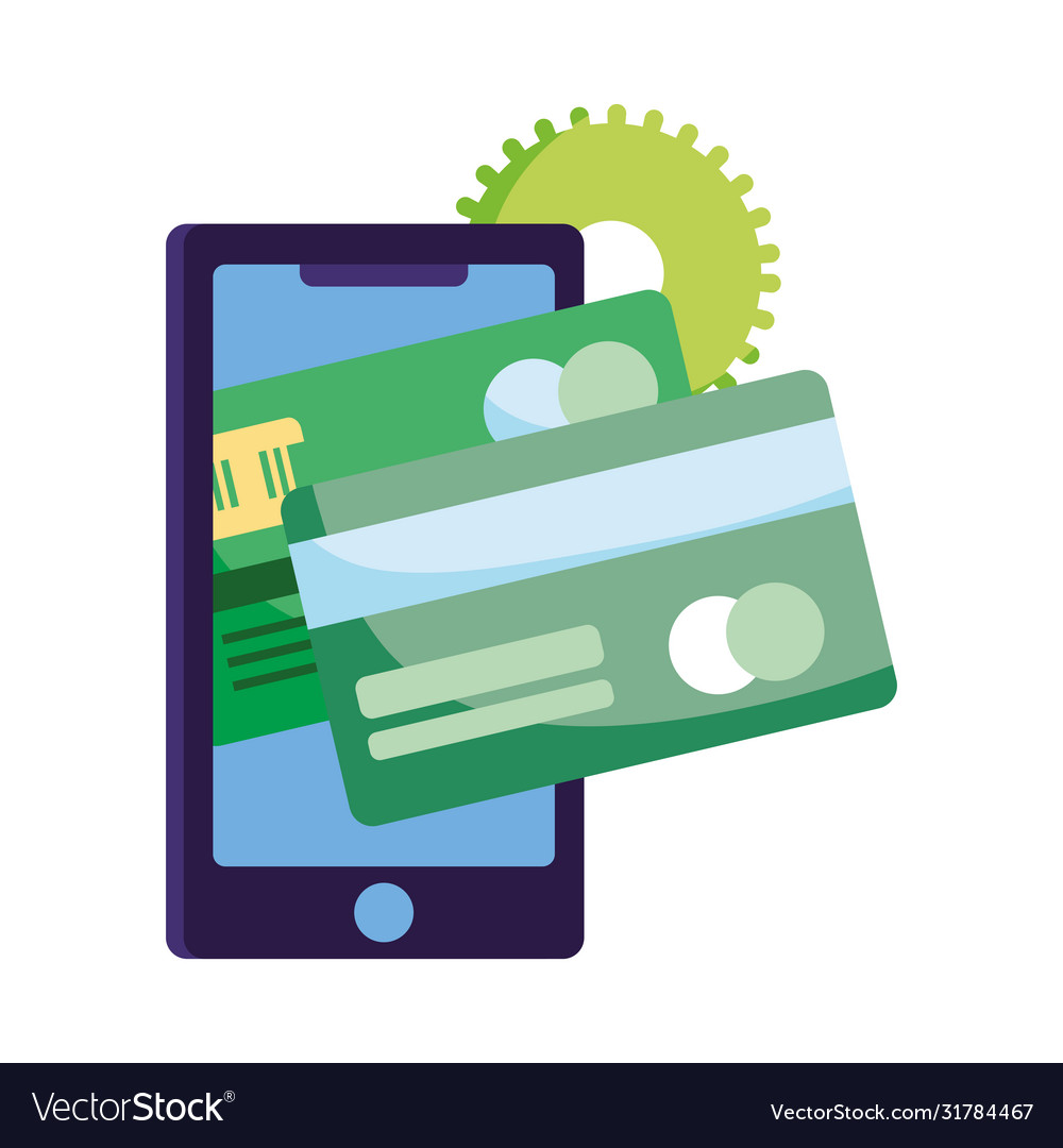 Online payment smartphone bank card credit Vector Image