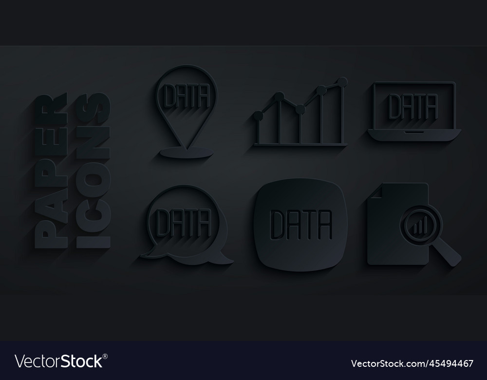 Set data analysis document with graph chart pie vector image Set data analysis document with graph chart pie