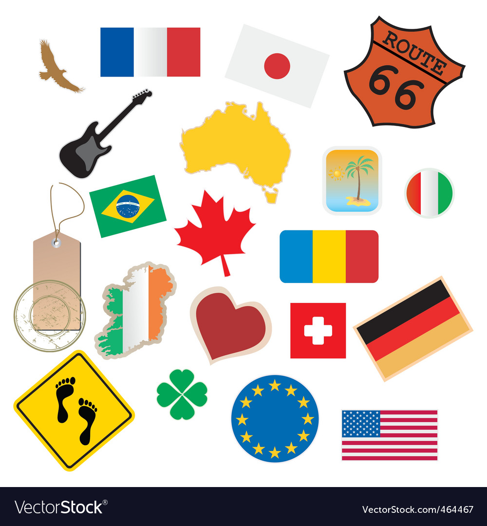 Set Of Flags And Signs Royalty Free Vector Image