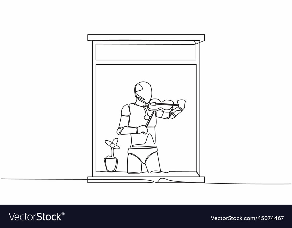 Single continuous line drawing robot musician