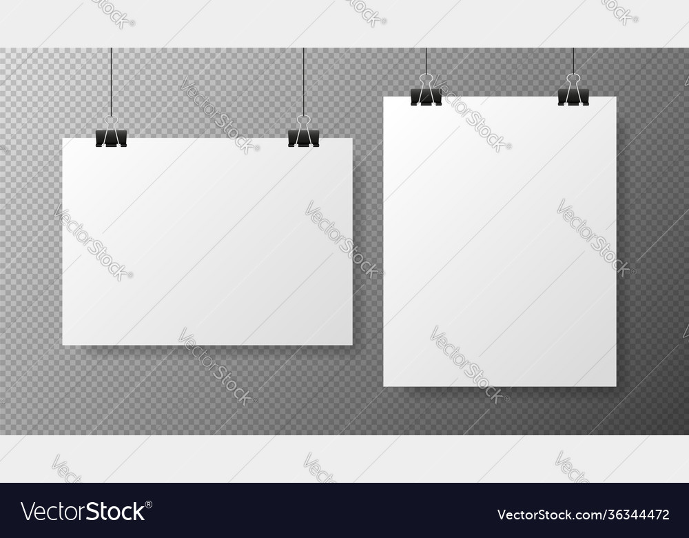 Blank white poster template on transparent