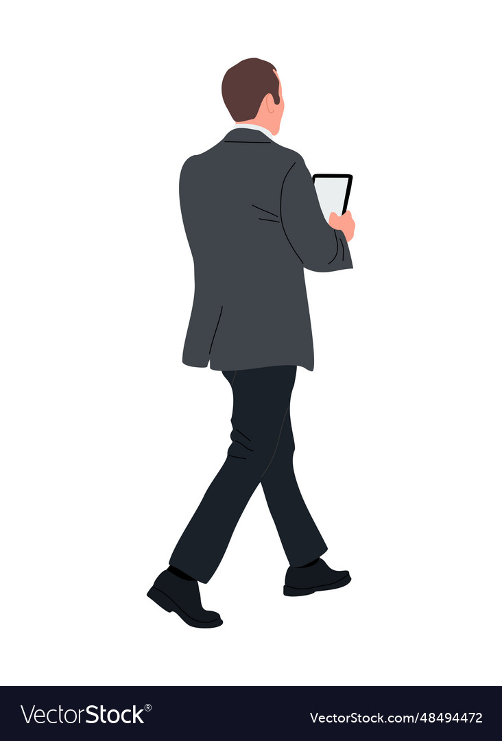 Business man character walking back view Vector Image