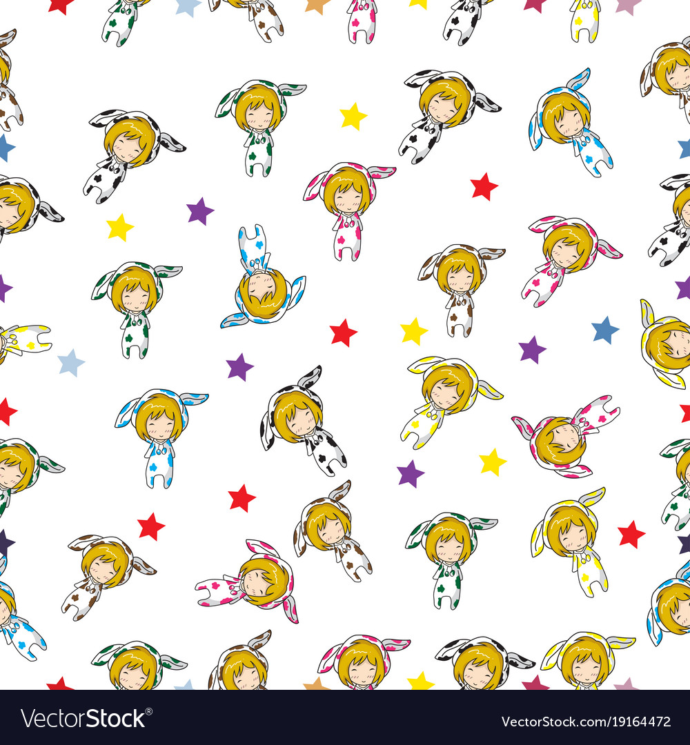 Chibi Girl Doodle Pattern