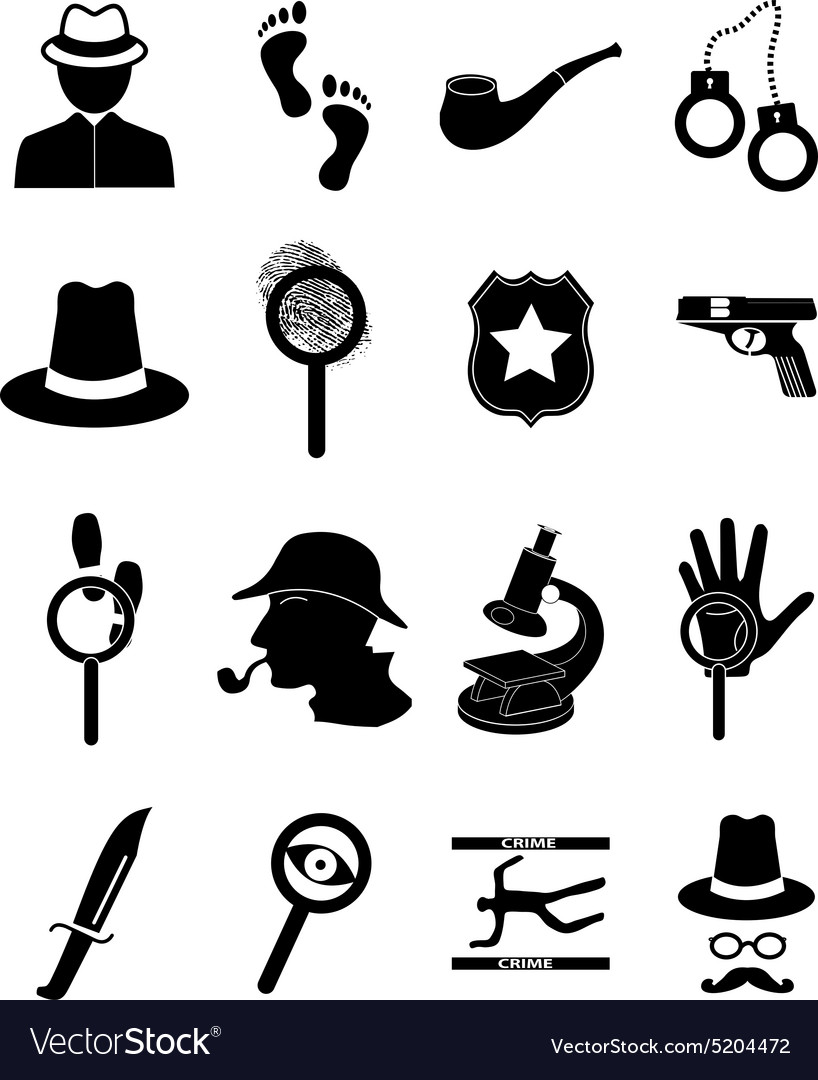 Detective Icons Set Royalty Free Vector Image Vectorstock