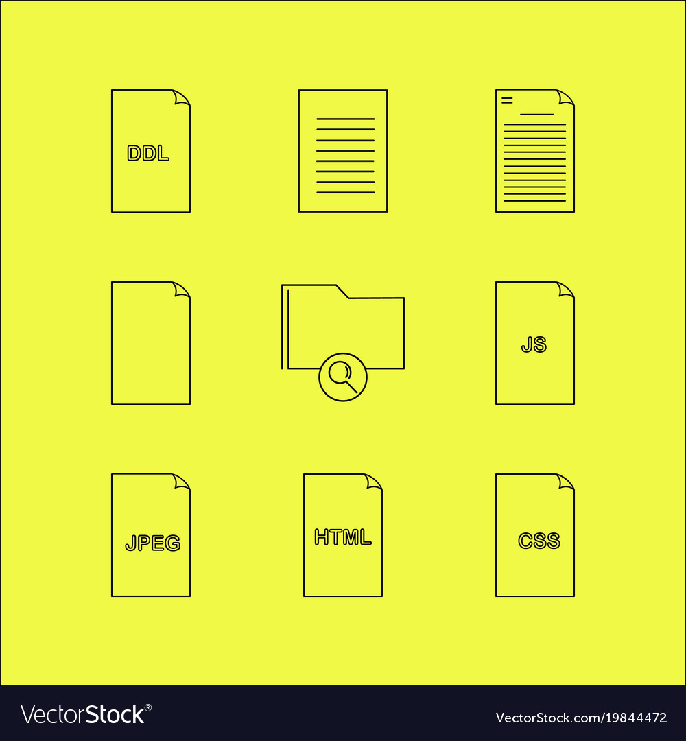 Files and folders linear icon set simple outline