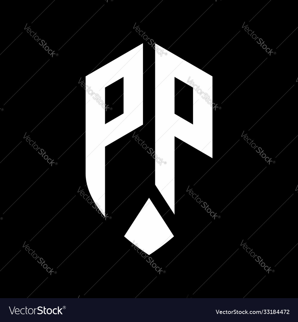 Pp logo monogram with emblem shield style design