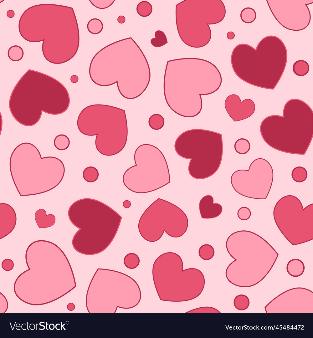 Seamless pattern of simple pink hearts Royalty Free Vector