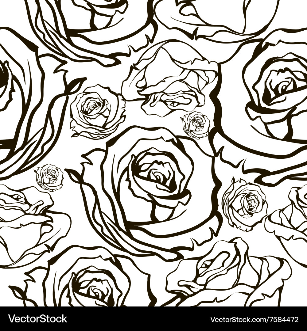 Seamless pattern roses Royalty Free Vector Image