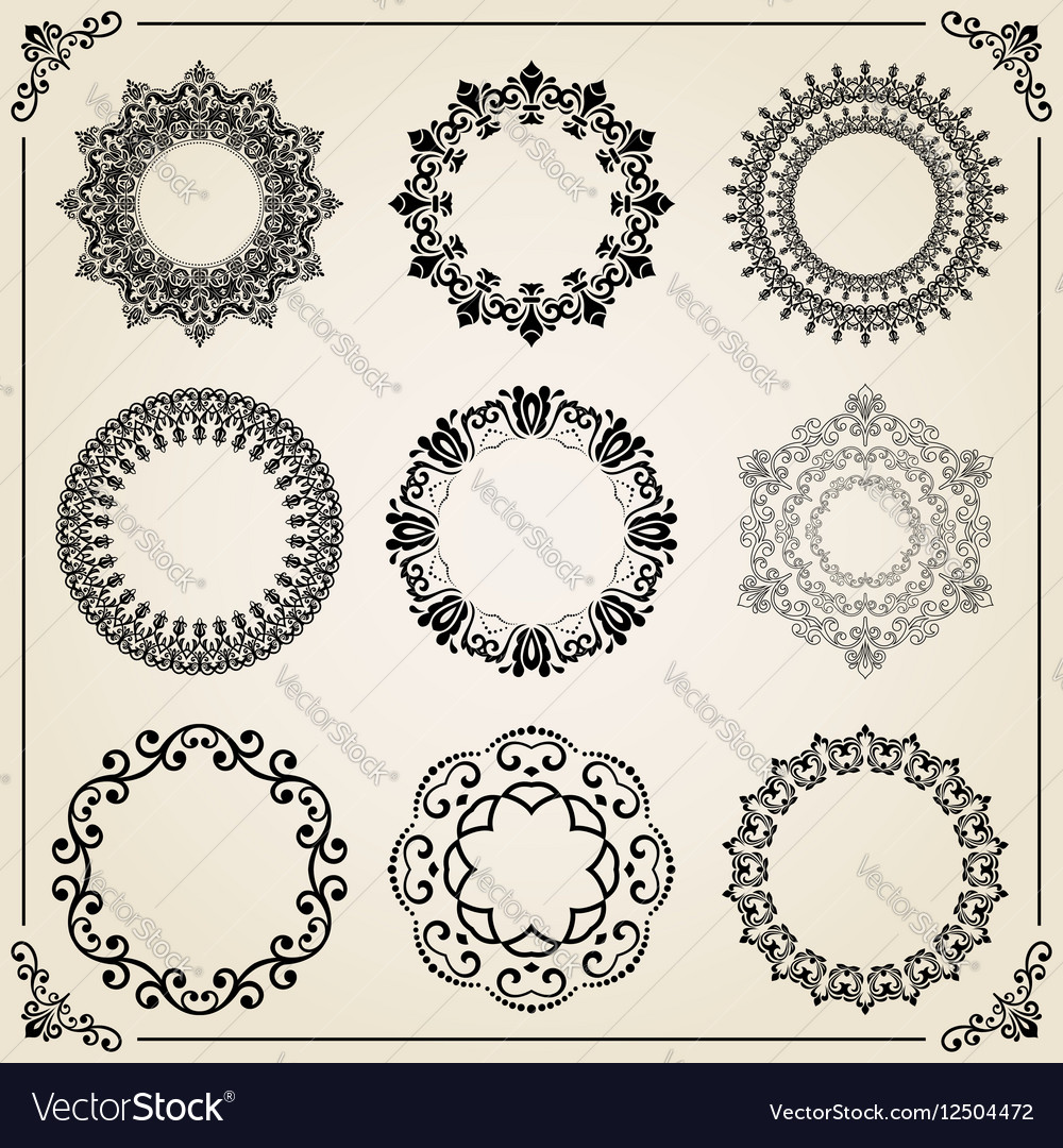 Vintage set round elements Royalty Free Vector Image