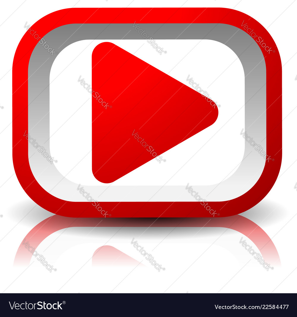 3d rectangular play button with shadow vector image 3d rectangular play button with shadow