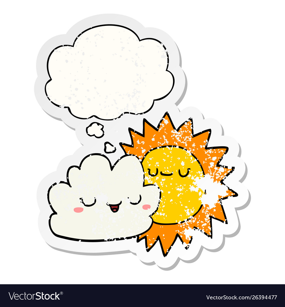 Cartoon sun and cloud thought bubble