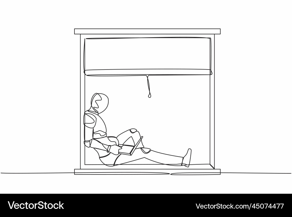 Continuous one line drawing robot freelancer Vector Image