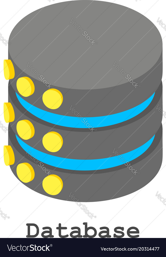 Database icon isometric style Royalty Free Vector Image