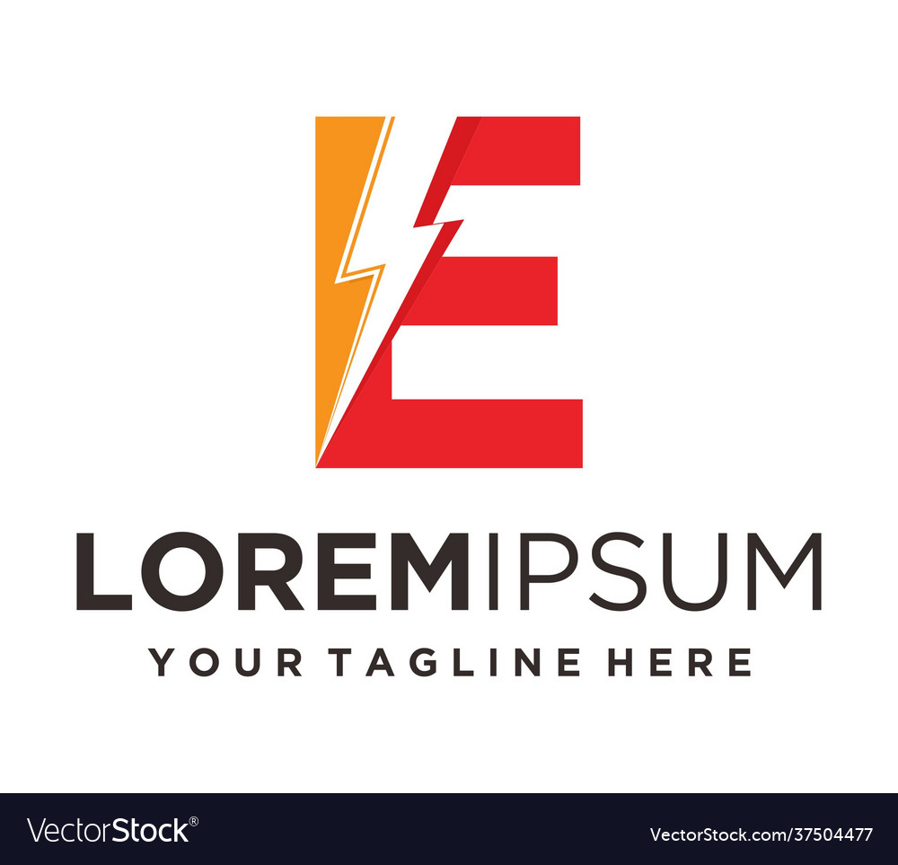 Letter e lightning electric logo Royalty Free Vector Image