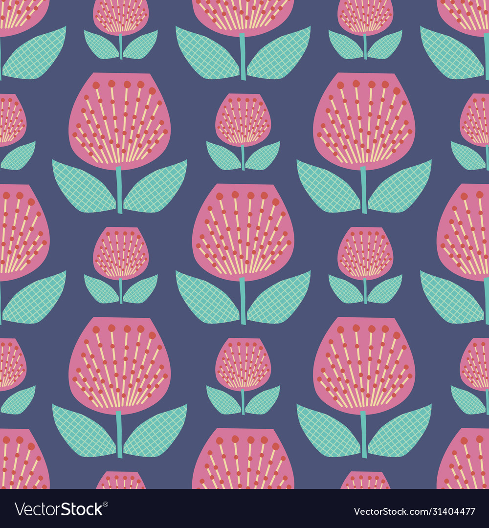 Retro tulip floral repeat great for home