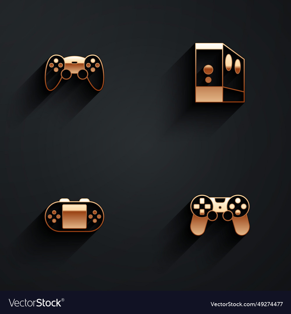 Set game controller or joystick case of computer vector image Set game controller or joystick case of computer