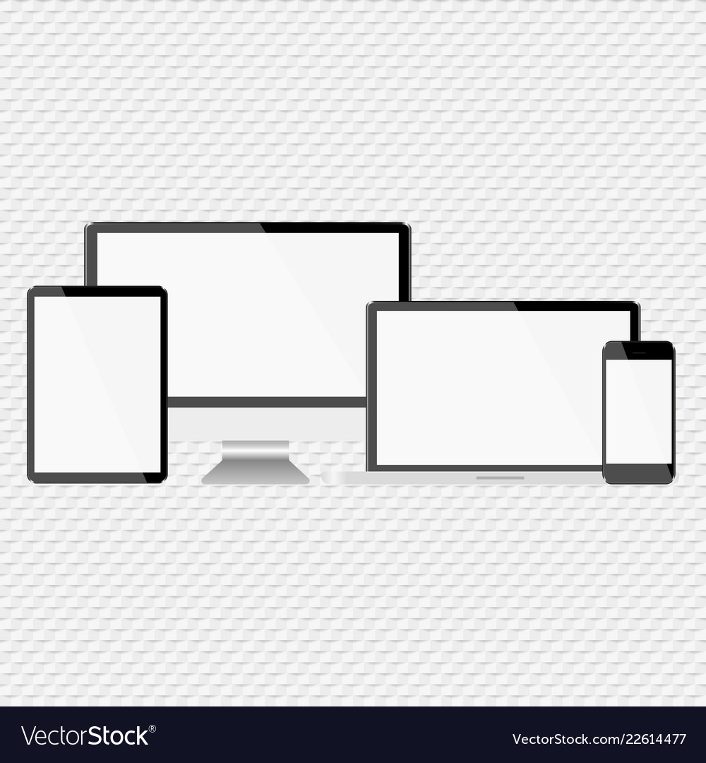 Set with light displays computer notebook tablet vector image Set with light displays computer notebook tablet