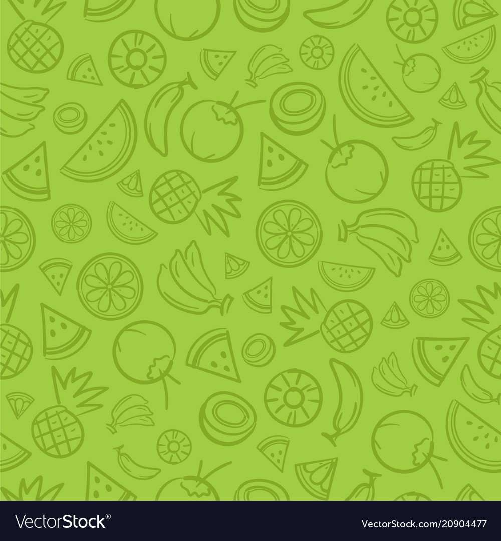 Sketch mixed tropical fruits seamless summer vector image Sketch mixed tropical fruits seamless summer