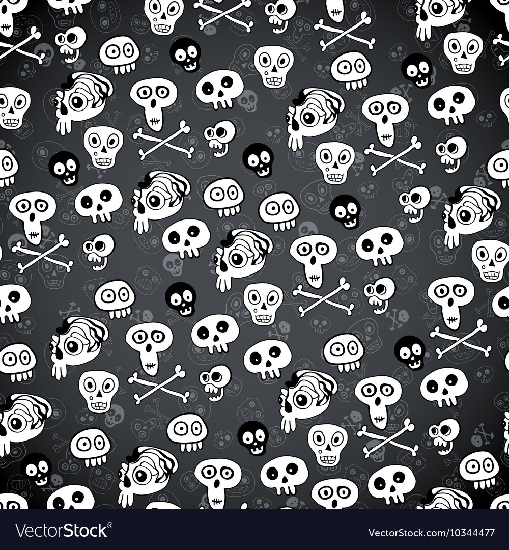 Skull halloween seamless monochrome pattern Vector Image Skull halloween seamless monochrome pattern Vector Image