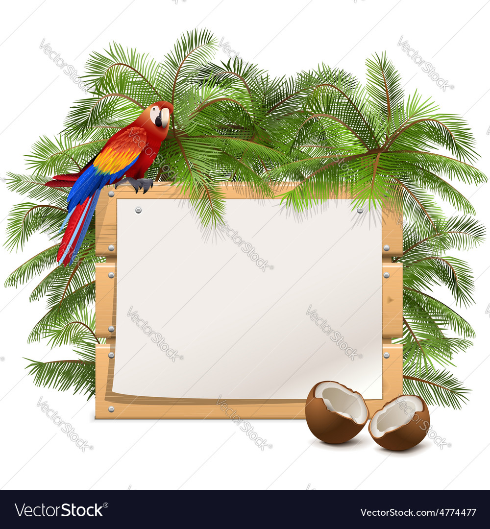Wooden Frame With Palm Tree
