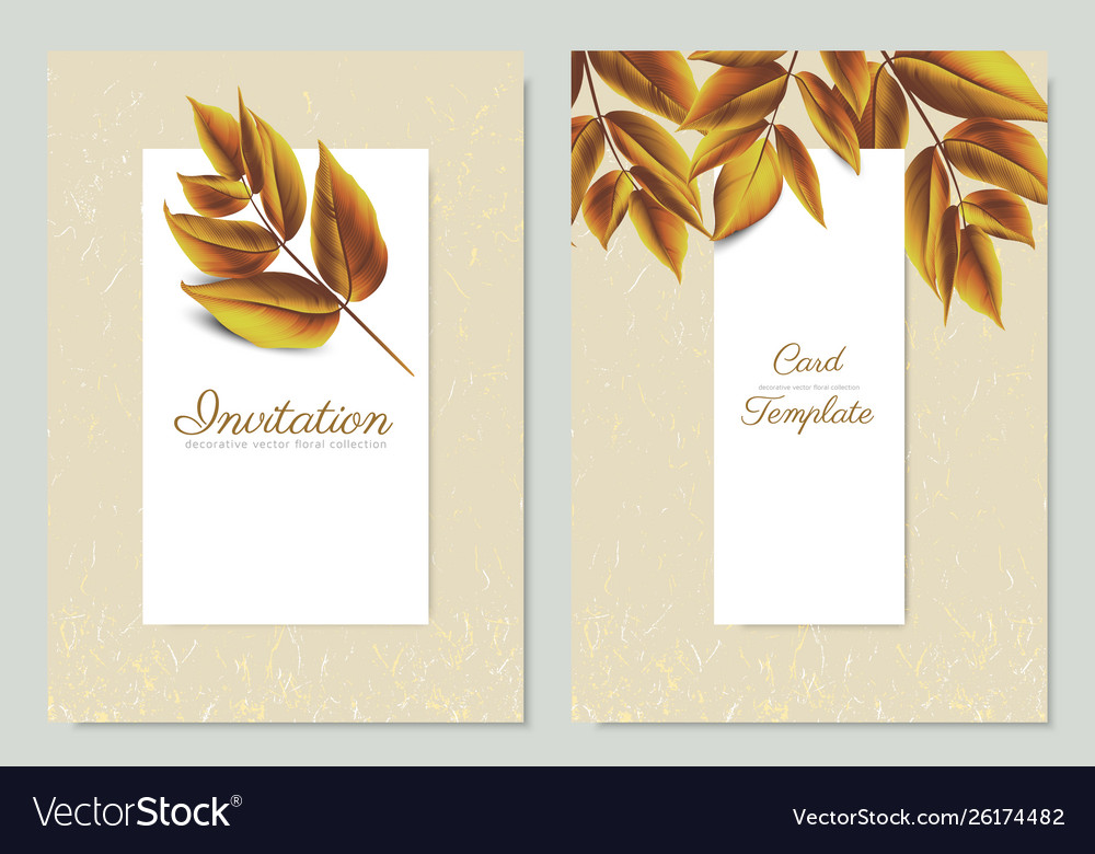 Autumn leaves with white frame and gold glitter vector image Autumn leaves with white frame and gold glitter