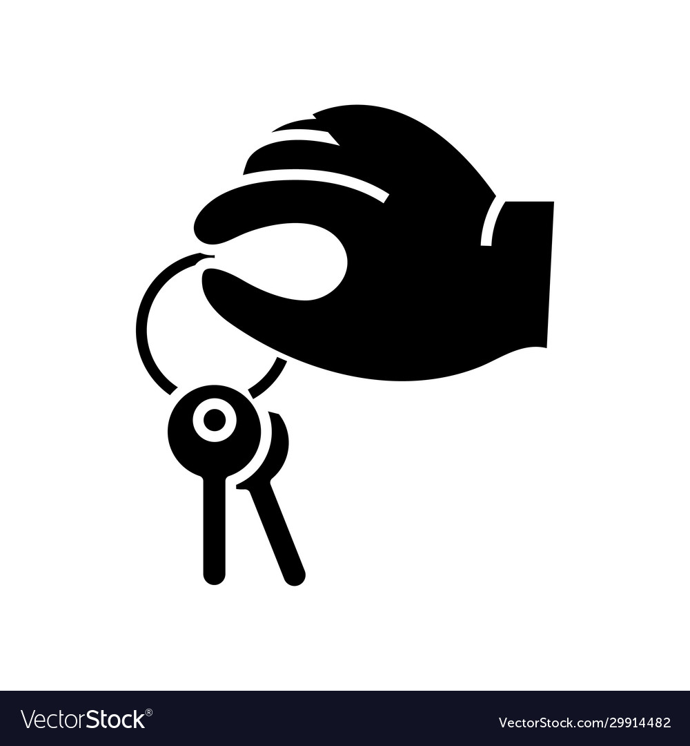 Hand with keys black icon concept