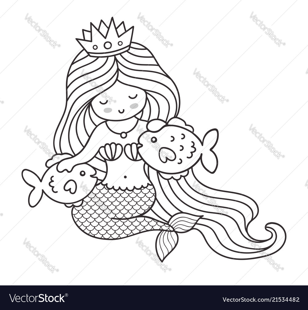 Mermaid mit zwei großen Fischen