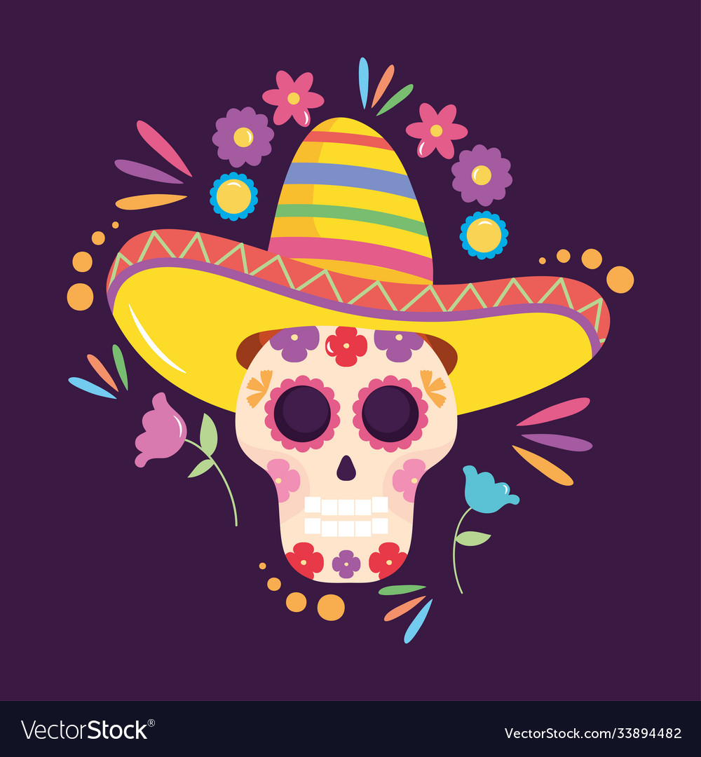 Mexico independence day design with sugar skull Vector Image