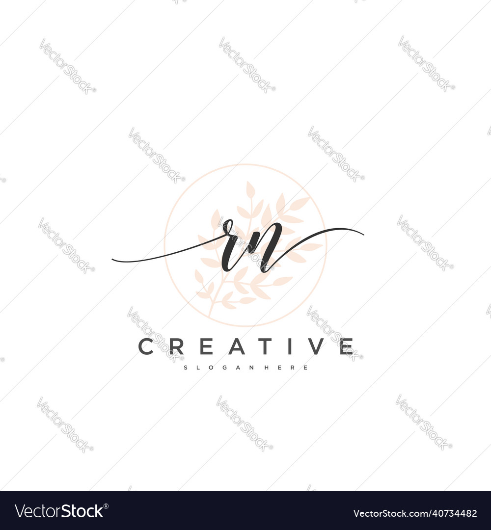 Rn initial handwriting minimalist geometric logo